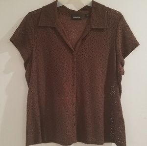 Avenue Brown Lace Blouse - 14/16